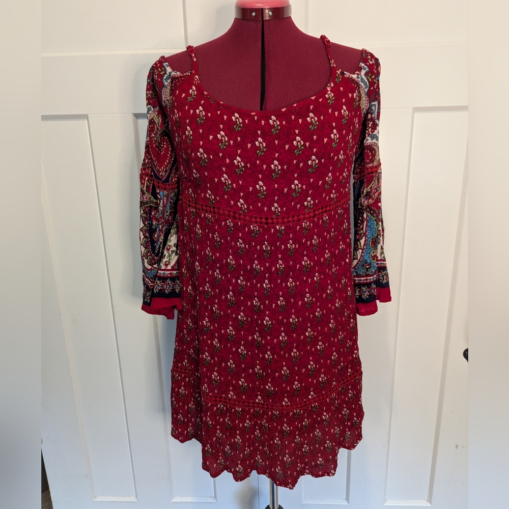 Mini Dress Boho Paisley Floral Size Large - Picture 3 of 13